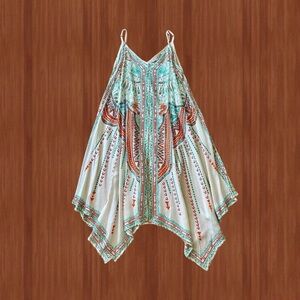 Boho Handkerchief Hem Midi Dress - Size M